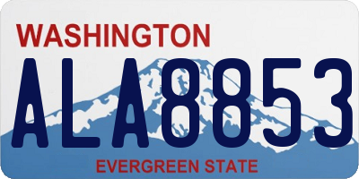 WA license plate ALA8853