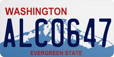 WA license plate ALC0647