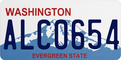 WA license plate ALC0654