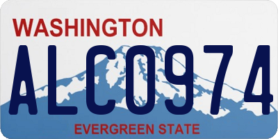 WA license plate ALC0974