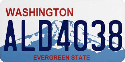WA license plate ALD4038