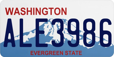 WA license plate ALE3986