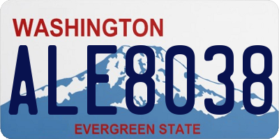 WA license plate ALE8038