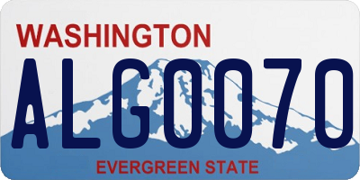 WA license plate ALG0070