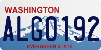 WA license plate ALG0192