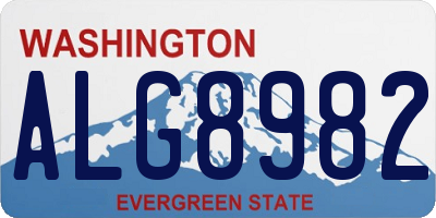 WA license plate ALG8982