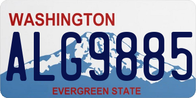 WA license plate ALG9885