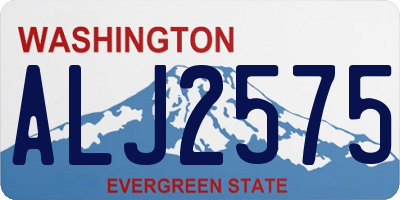 WA license plate ALJ2575
