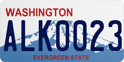 WA license plate ALK0023