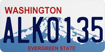WA license plate ALK0135