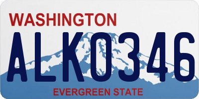 WA license plate ALK0346