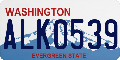 WA license plate ALK0539