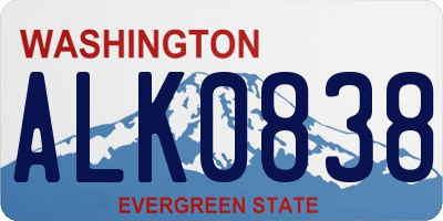 WA license plate ALK0838