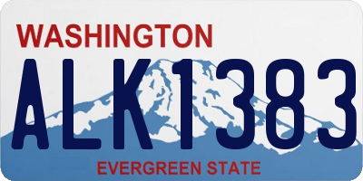 WA license plate ALK1383