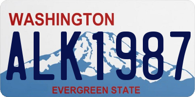 WA license plate ALK1987