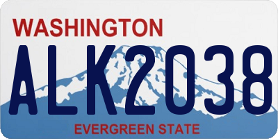 WA license plate ALK2038