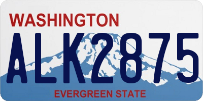 WA license plate ALK2875