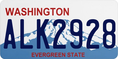 WA license plate ALK2928