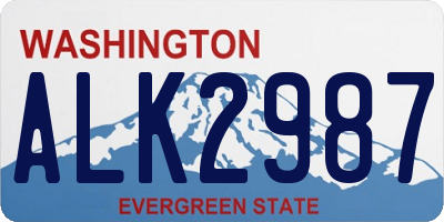 WA license plate ALK2987