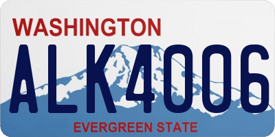 WA license plate ALK4006