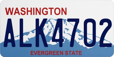 WA license plate ALK4702