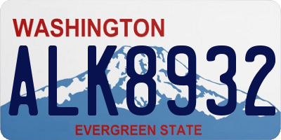 WA license plate ALK8932