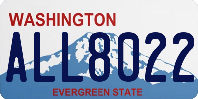 WA license plate ALL8022