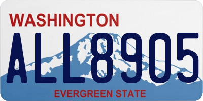 WA license plate ALL8905
