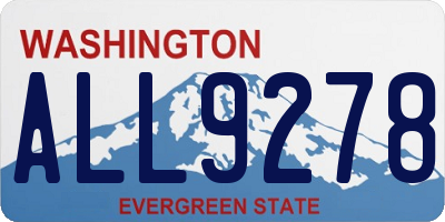 WA license plate ALL9278