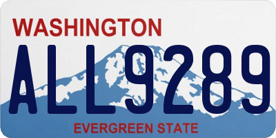 WA license plate ALL9289