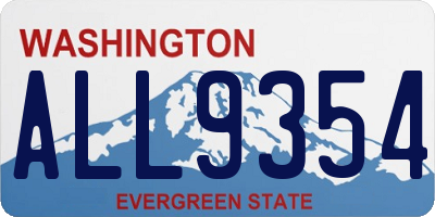 WA license plate ALL9354
