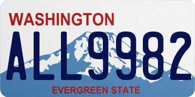 WA license plate ALL9982