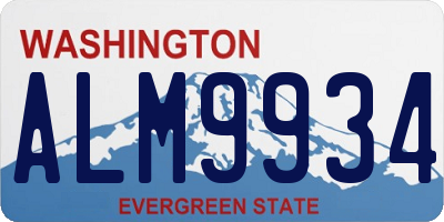 WA license plate ALM9934