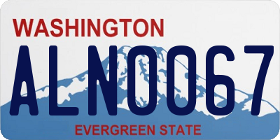 WA license plate ALN0067