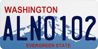WA license plate ALN0102