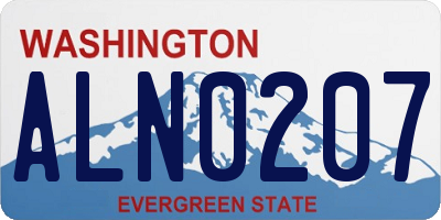 WA license plate ALN0207