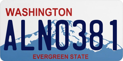 WA license plate ALN0381
