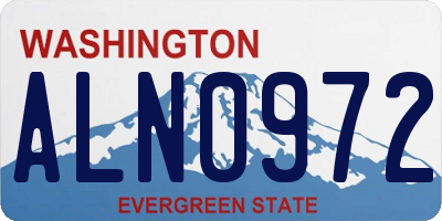 WA license plate ALN0972