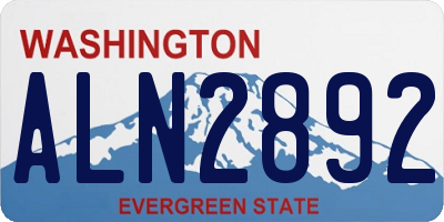 WA license plate ALN2892