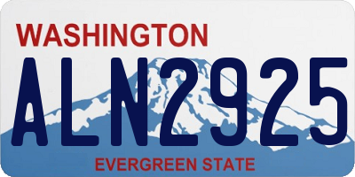 WA license plate ALN2925