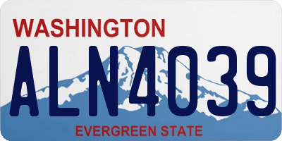 WA license plate ALN4039
