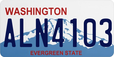 WA license plate ALN4103