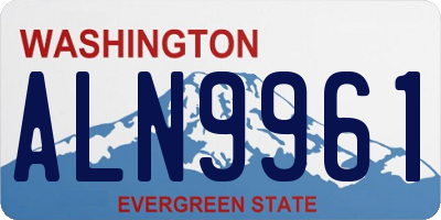 WA license plate ALN9961