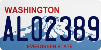 WA license plate ALO2389