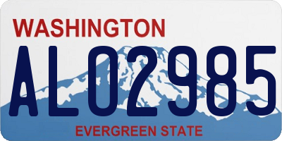 WA license plate ALO2985