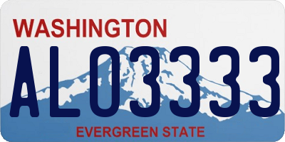 WA license plate ALO3333