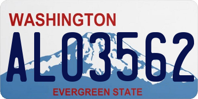WA license plate ALO3562