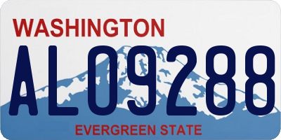 WA license plate ALO9288