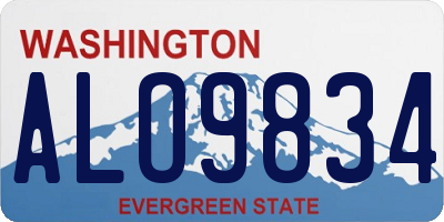 WA license plate ALO9834