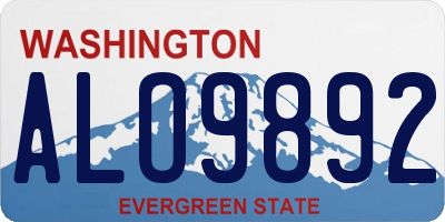 WA license plate ALO9892